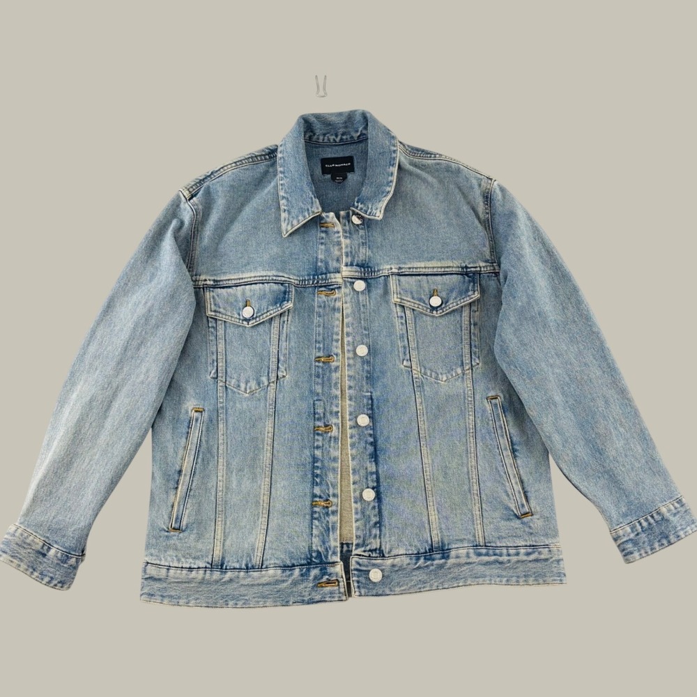 Club Monaco Jacket Mens Medium Blue Denim Light Wash Preppy Trucker Western‎